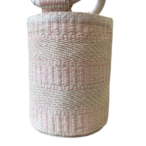 SIGRID OLSEN Woven Pink & Cream Bucket Handbag Purse Tote Beach Fashion NEW - Picture 16 of 16